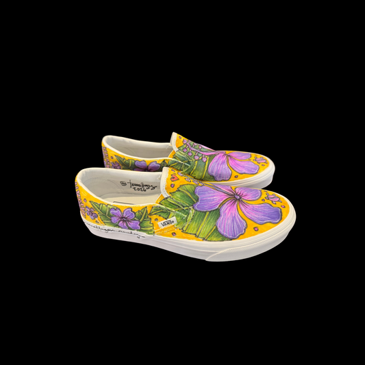 Hawaiian Purple & Pink Hibiscus Flowers Vans Design