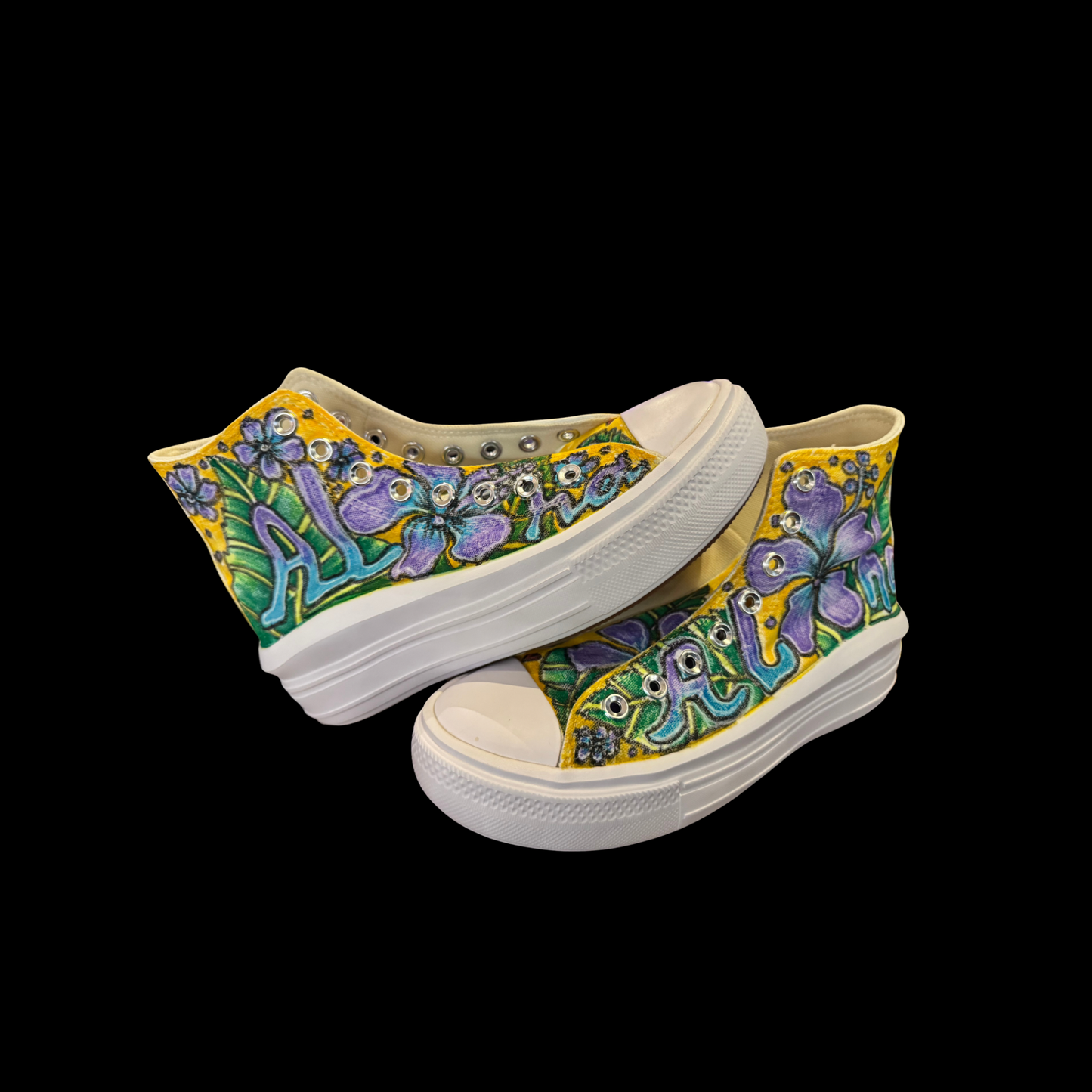High Top Lift Converse Hibiscus Flowers