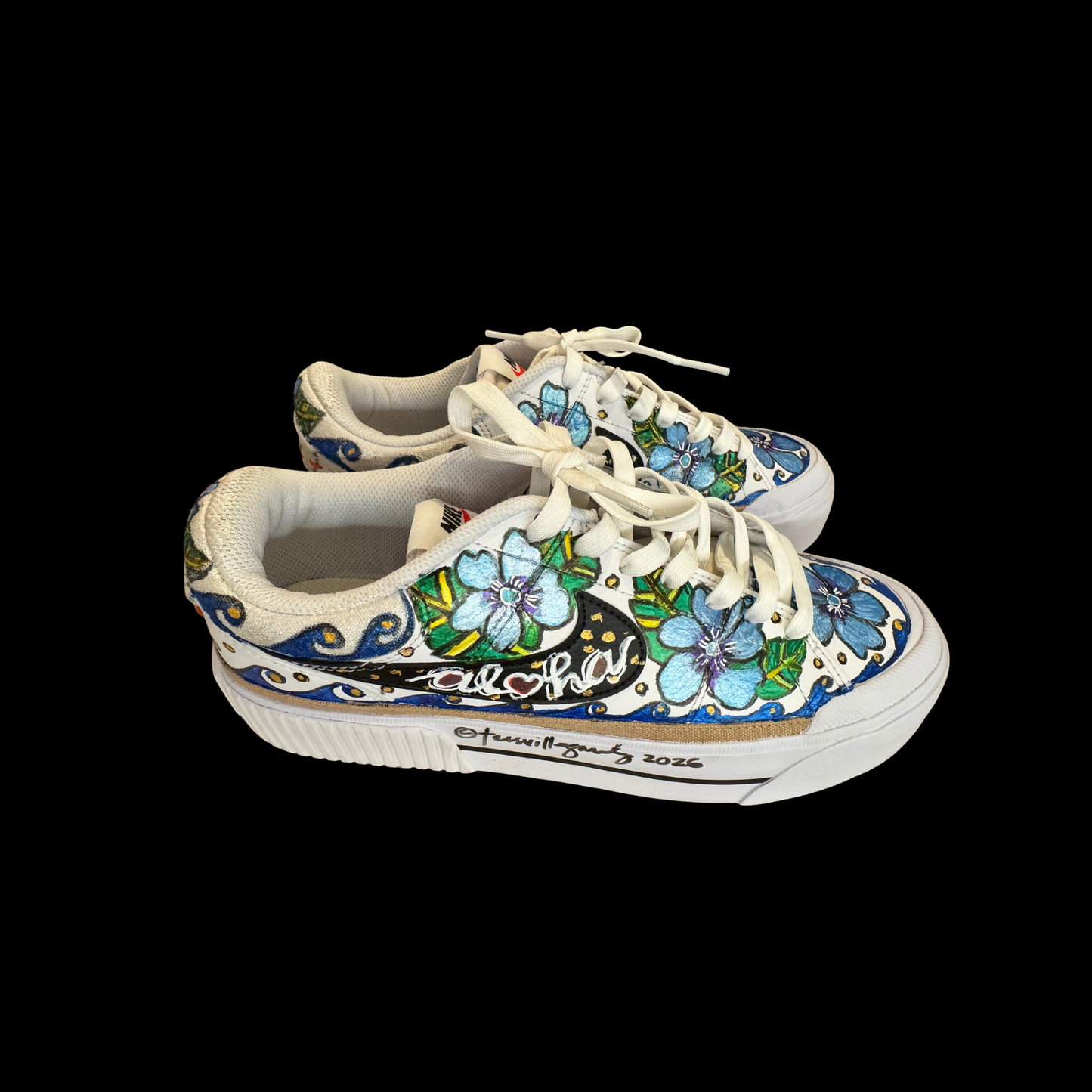 Legacy Lift Nike Blue Hibiscus Flowers