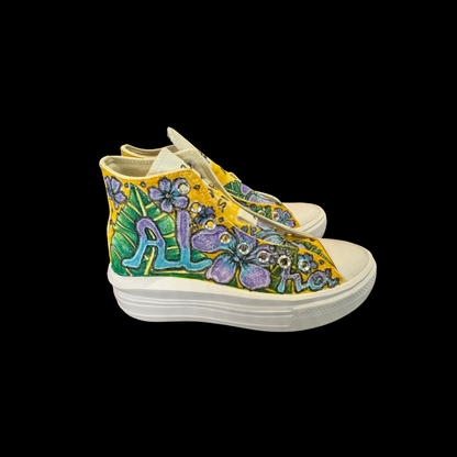 High Top Lift Converse Hibiscus Flowers