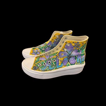 High Top Lift Converse Hibiscus Flowers