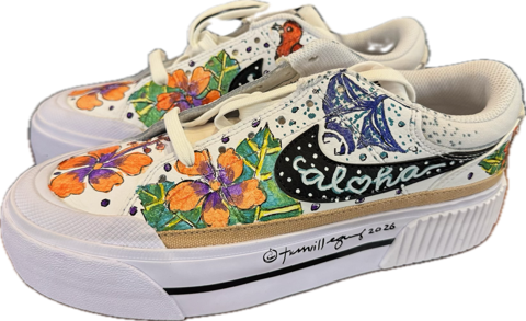 Nike Legacy Lift Custom Design with Manta Ray & Hawaiian Red Apapane Bird