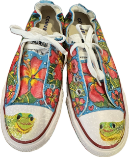 Converse Red & Yellow Hibuscus with Hawaiian Gecko