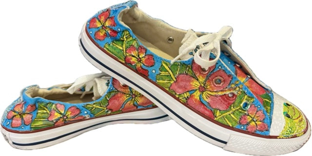 Converse Red & Yellow Hibuscus with Hawaiian Gecko