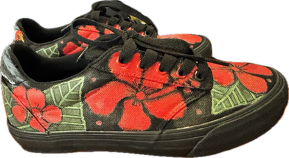 Vans with Lace Red Hibiscus with Black Background