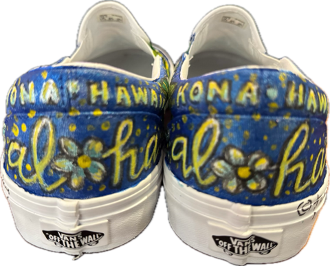 Vans light blue and white plumeria with turtle