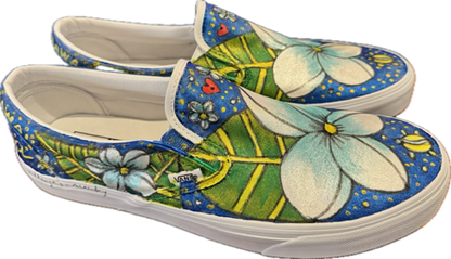 Vans light blue and white plumeria with turtle