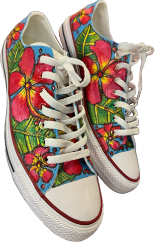 Converse Red & Yellow Hibiscus (low cut)