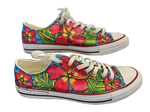 Converse Red & Yellow Hibiscus (low cut)