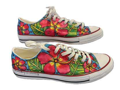Converse Red & Yellow Hibiscus (low cut)