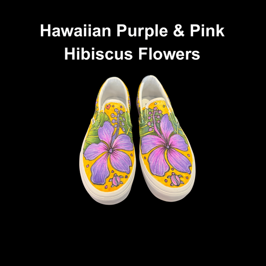 Hawaiian Purple & Pink Hibiscus Flowers Vans Design